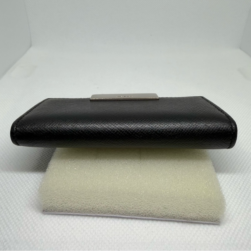 PRADA Key Holder Black Saffiano Leather Silvertone Snap - Picture 7 of 15